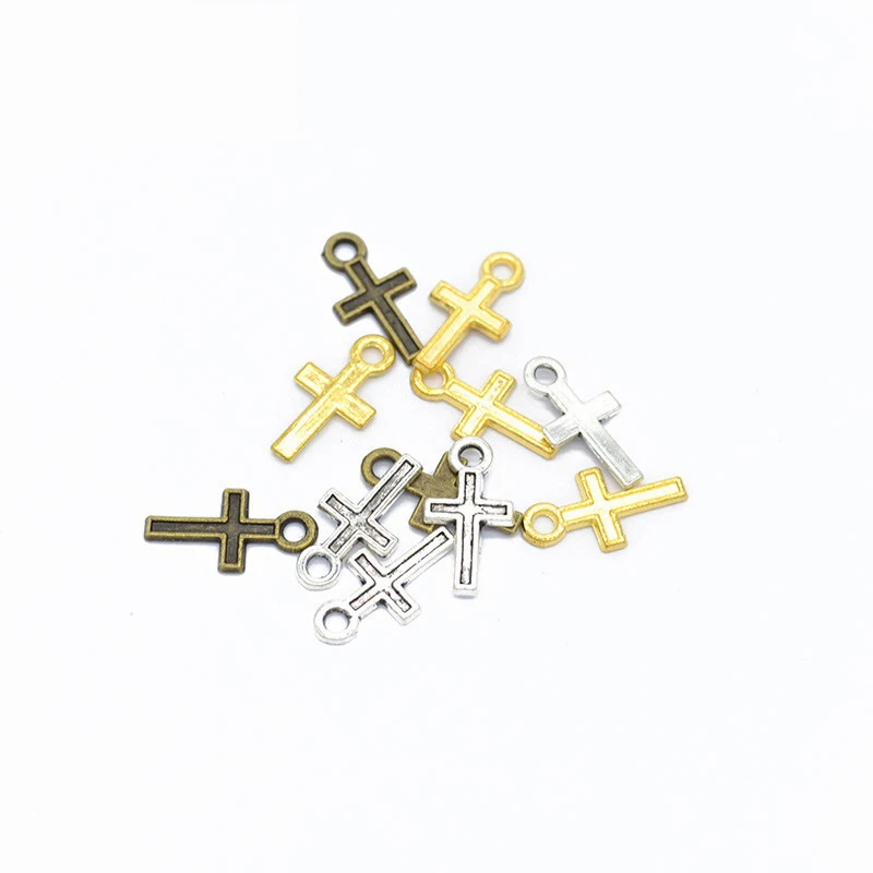 100pcs/lot Antique Bronze Gold Color Cross Charm 16x9mm Floating Locket Pendant for DIY Handmade Jewelry Material Supplier | Украшения и