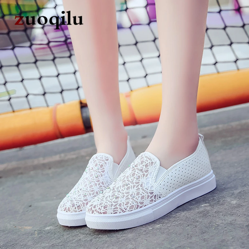 

2019 flat women shoes rhinestone mesh women casual shoes platform ladies shoes slip on shoes for women