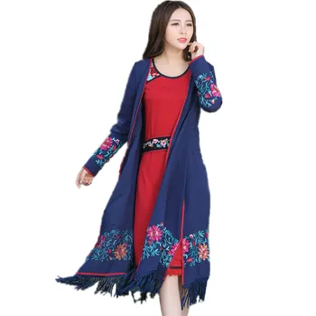 

New Autumn Spring Fashion Women Cardigan Long Sleeve Coat Female Original Design Loose Basic Coats Casual Flower Quality Clothes