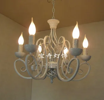 

Luxury Wihte Painted Iron Dining Room Pendant Light European Romantic Living Room Pendant Lamp Bedroom Hanging lamp