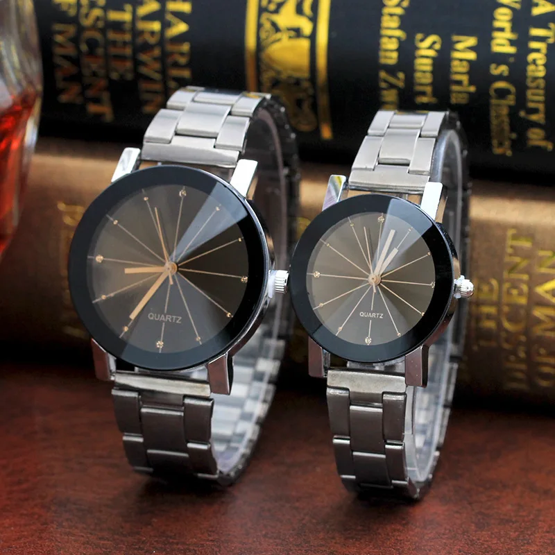 2pcs Lovers Watches For Men Women Quartz Watch Stainless Steel Couple Clock Bracelet Lover Wristwatches Women's Dress Gift