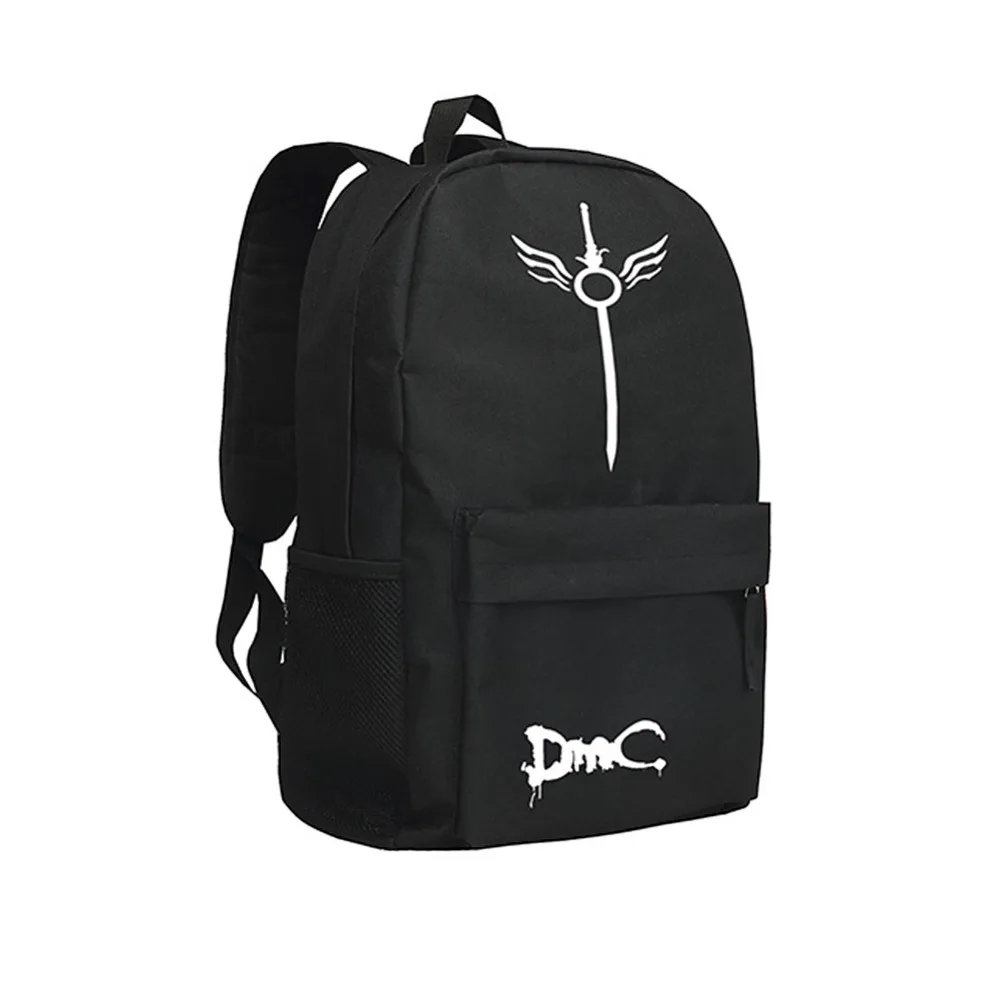 MeanCat Black Backpack Printing Devil May Cry Logo Travel Bag DMC School Bags