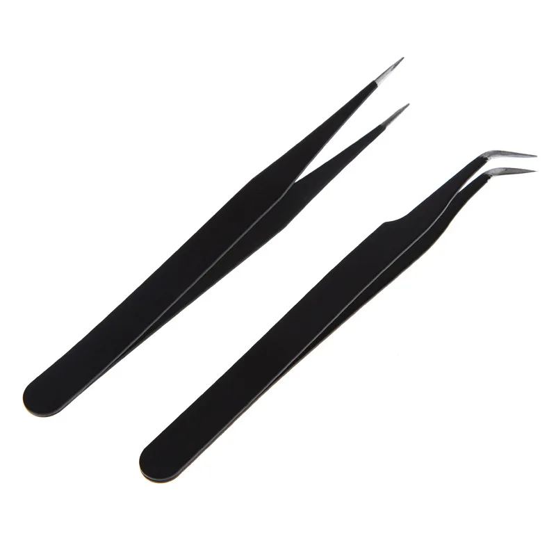 

YOKPN 2 Pcs/Set Makeup Tweezers Professional Beauty Accessories Eyebrows Clip Black Eyebrow Tweezer Cosmetic Tools