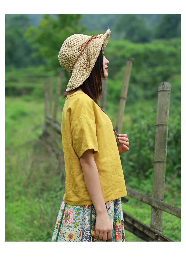 LZJN Women Tops Blouses 2019 Summer O Neck Short Sleeve Cotton Linen Shirt Casual Loose Work Blouse Retro Party Top Blusas  (17)