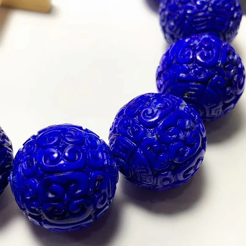 18 мм натуральный Королевский Синий Лазурит, драгоценный камень кристалл стрейч браслет из круглых бусин AAAAA