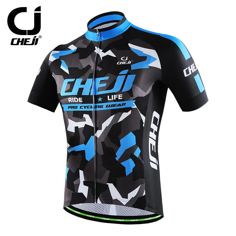 Reflective CHEJI Mens Jersey Cycling Shirts MTB Clothing Tops Bicycle