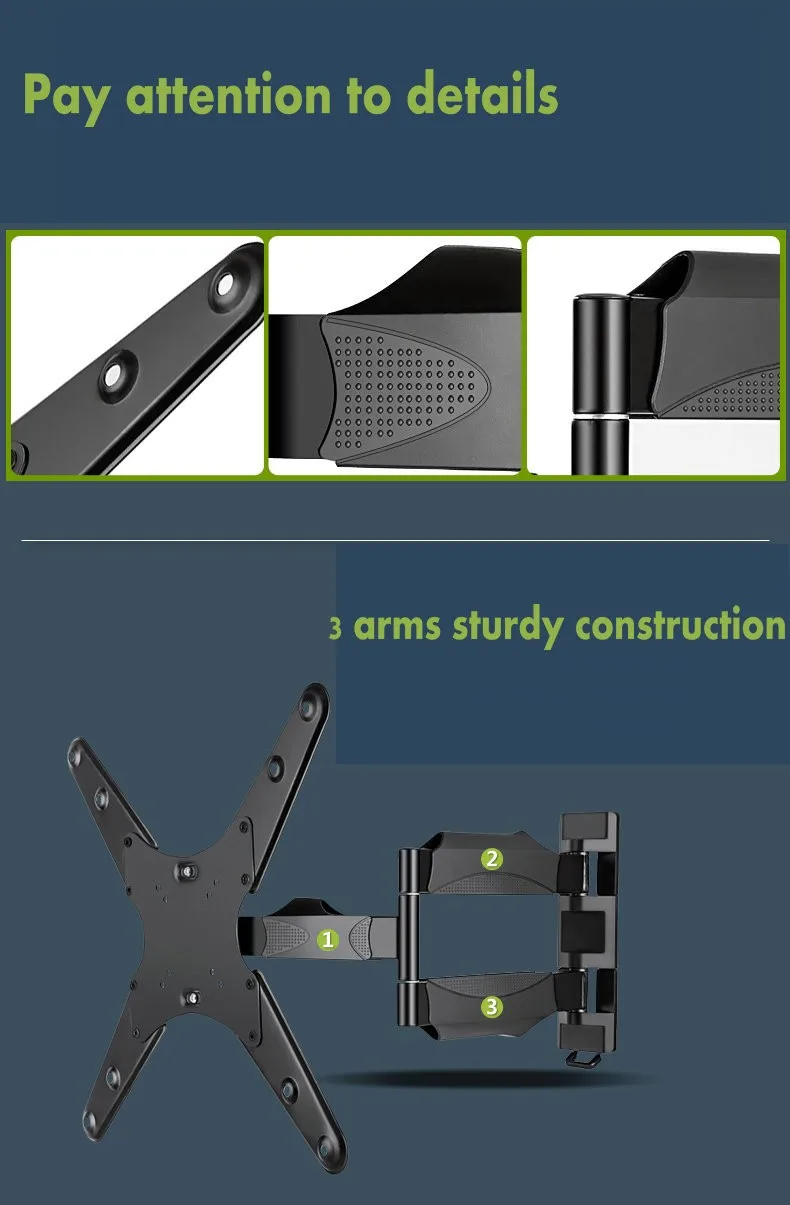 180 градусов поворотный полный движения 2"-50" ЖК светодиодный Телевизор настенный кронштейн Макс. загрузка 45kgs Макс. VESA 400x400 мм