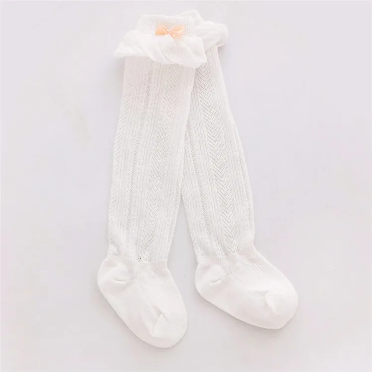 Lawadka/летние носки для новорожденных девочек Однотонные тонкие сетчатые Гольфы с бантом дышащие хлопковые кружевные носки для малышей