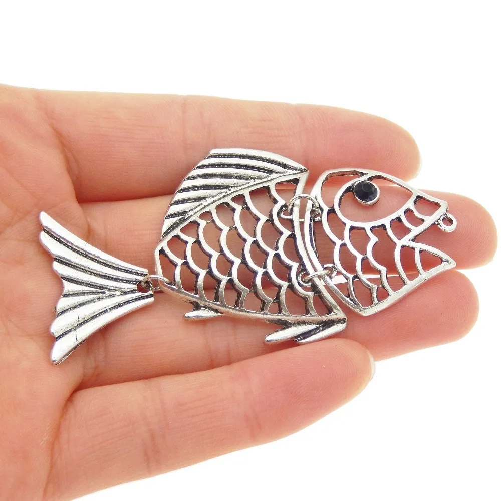 Buy GraceAngie 4PCs Antique Silver Copper Hollow Fish