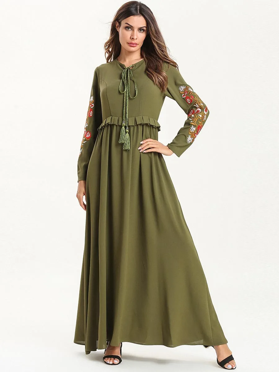 Вышитый Кафтан абайя индейка халат Дубайский хиджаб мусульманское платье джилбаб Рамадан эльбисе абайя s женский кафтан марокаин мусульманская одежда