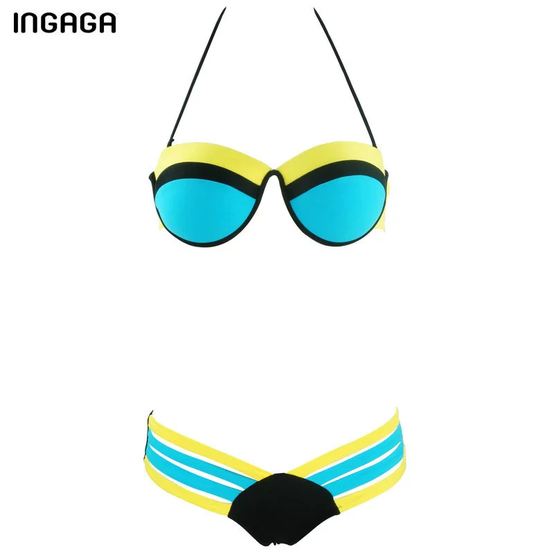

INGAGA 2016 Summer Sexy Women Swimwear Bikini Set Strap Low Waist Swim Bathing Suits Swimsuits
