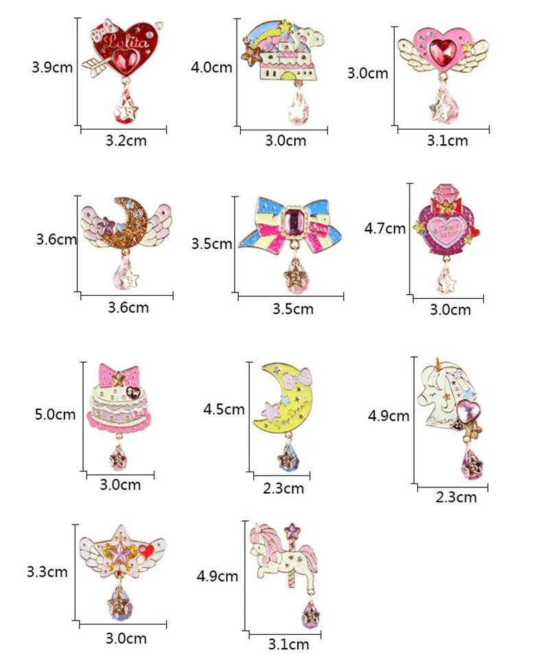 Cute Badge Unicorn Party Horse Tie Cake Wing Moon Bowknot Moon Star Heart Cool Summer Enamel Metal Brooch Pins Jeans Button