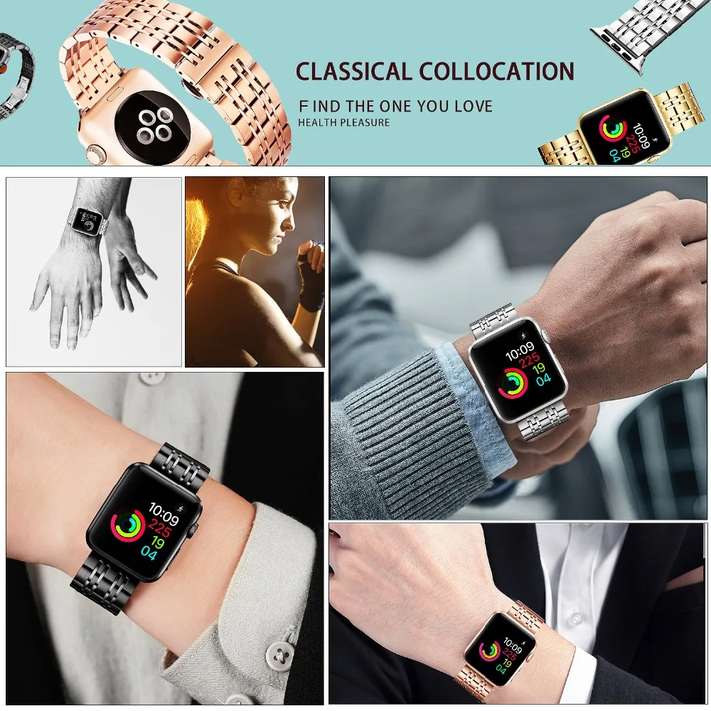 Металлический ремешок для наручных часов Apple Watch серии 3/2/1 Нержавеющая сталь 38 мм