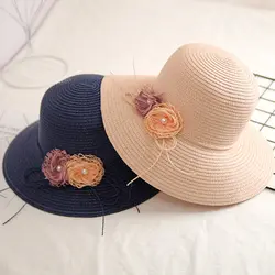 Летняя шляпа ombrero Mujer Женская универсальная лаконичная Цветочная декоративная пляжная шляпа Солнцезащитная индивидуальная Милая