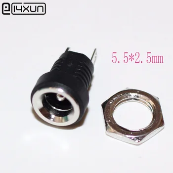 

50pcs/lot Copper 5.5mm x 2.5mm DC Power Jack Socket Female Panel Mount plug 3A plug 2 Pin Soldering