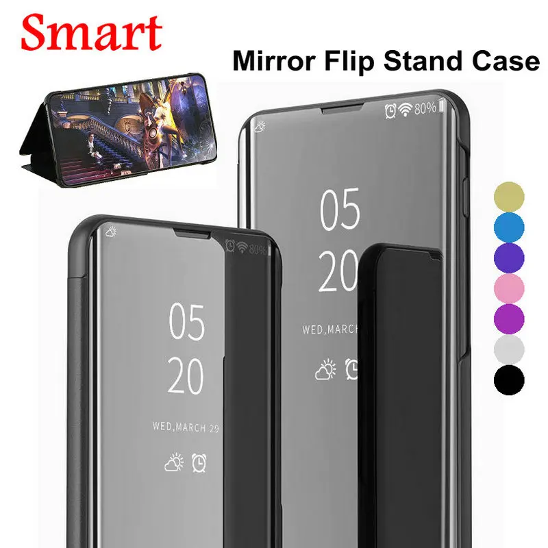 

for Coque Samsung Galaxy S10 S10+ S10E PLUS Smart Leather Case SM- S6 S7 Edge S8 S9 Plus Note 5 8 9 Mirror Skin Flip Stand Cover