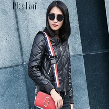 Ptslan 2016 Women’s Genuine Leather Jacket Zipper Closure Real Lambskin Coat