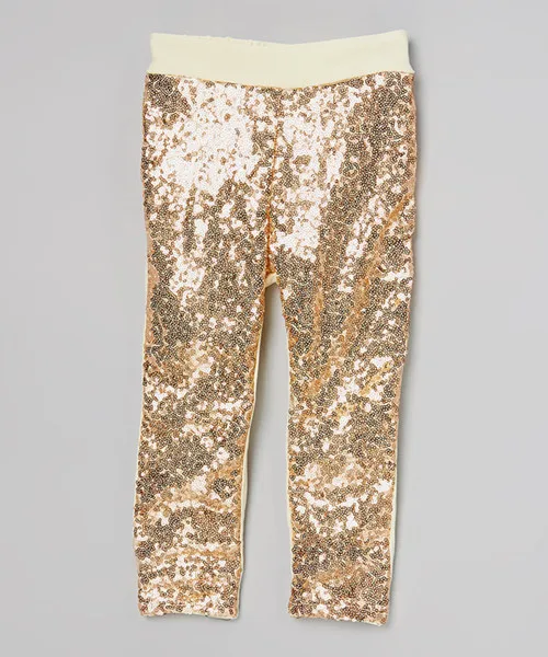 Vintage Rose Gold Sequined Leggings Pants , Girls Sparkle Pants ,Gold ...