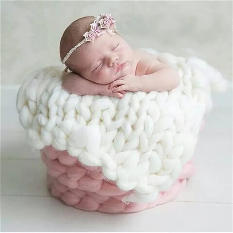 Новорожденный ребенок реквизит для фотосъемки ручной работы акриловое волокно одеяло, корзина, наполнитель для фотосъемки новорожденных