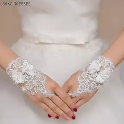 Белого цвета или цвета слоновой кости свадебные короткие рукавицы митенки для невесты для женщин слоновой кости кружева перчатки