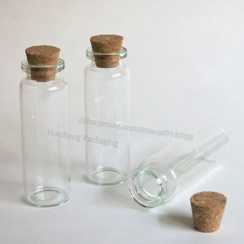 50 x 15ml Clear glass bottle with wood cork Stopper 15cc glass