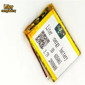 

1.0MM 2pin connector 605065 2800mah 3.7V rechargeable li-polymer battery pack for e-books GPS PDA li-po battery