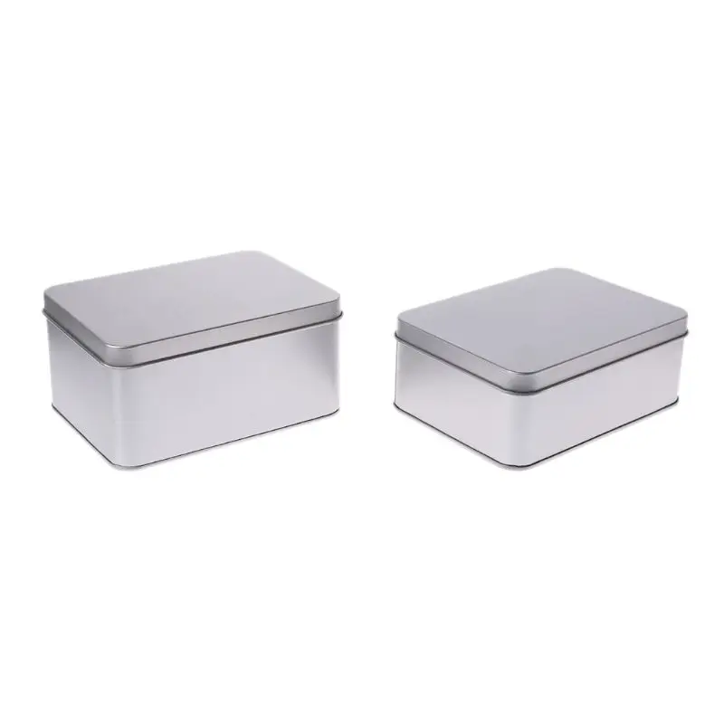 

Portable Rectangular Tin Silver Metal Storage Box Case Organizer For Money Coin Candy Keys Small Items Survival Kit Power Bank