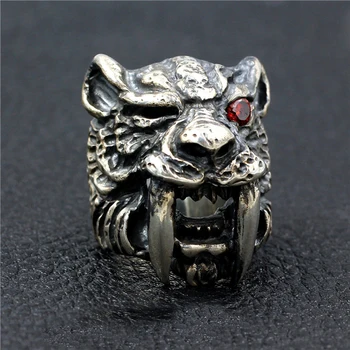 

925 STERLING SOLID SILVER BIKER ROCKER Tiger Head MENS RING RINGS JEWELRY A3201