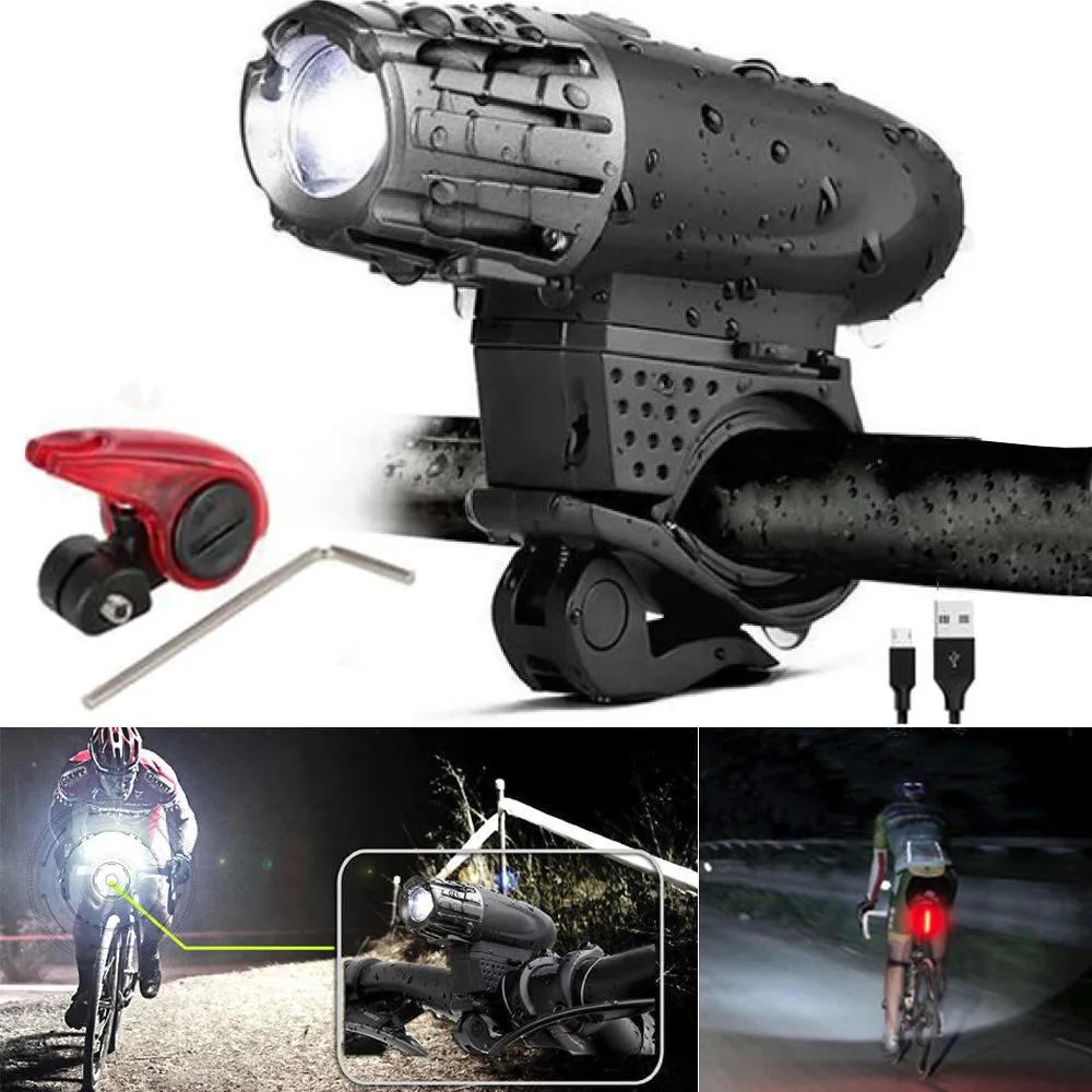 

Cycling Accessories Bicycle Light USB Rechargeable LED Bicycle Bright Bike Front Headlight And Brake Light Set Luz Bicicleta