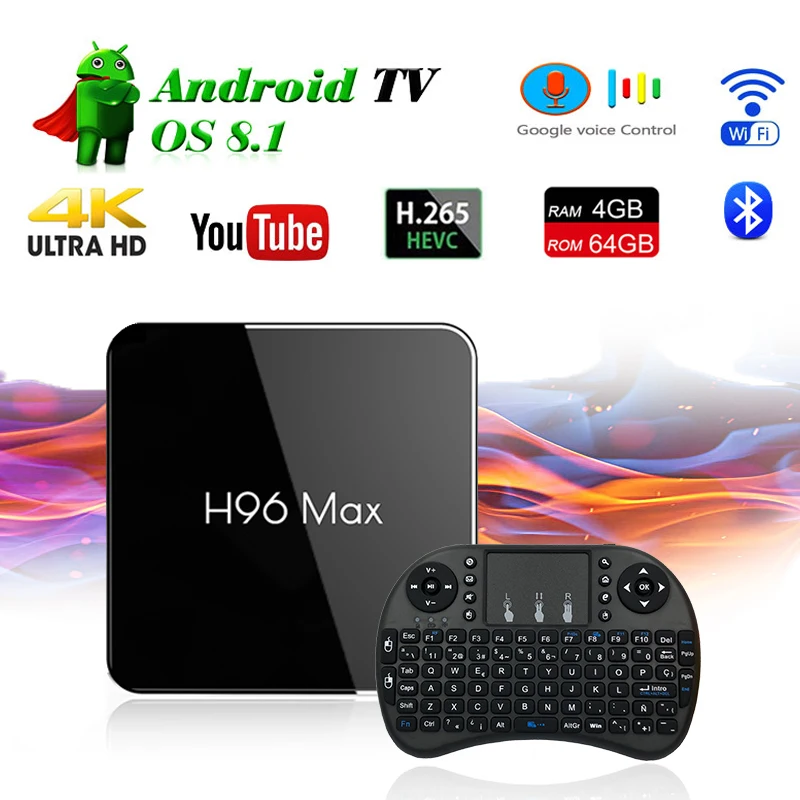 Android 8 1 4 Гб 64 Amlogic S905X2 LPDDR4 Smart TV Box Dual Wifi H.265 1080p 4K USB3.0 H96 MAX X2 Google Голосовое управление
