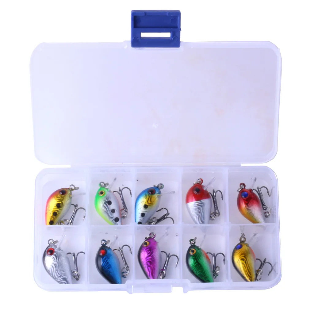 

10pcs Mini Fishing Lure Hard Lifelike Artificial Fish Bait With Box 3cm 1.5g