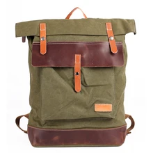 Мужской женский холщовый многофункциональный винтажный рюкзак для путешествий из натуральной кожи коровы, школьная сумка, портативный чехол для переноски 15 дюймов