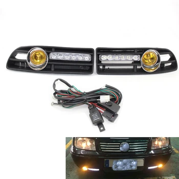 

Car GRILLE FOG Light Fit FOR VW JETTA BORA MK4 99-04 LED DRL (white) Yellow Lens