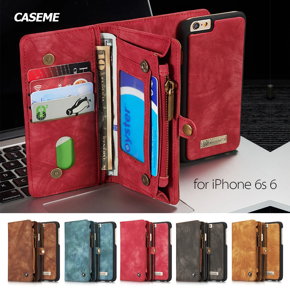 bilder für Coque capa funda Für iPhone 6 6 s plus Fällen CASEME Retro Split leder Multi-slot Wallet Abdeckung für iPhone 7 7 plus Fall-Rot bilder für Coque capa funda Für iPhone 6 6 s plus Fällen CASEME Retro Split leder Multi-slot Wallet Abdeckung für iPhone 7 7 plus Fall-Rot