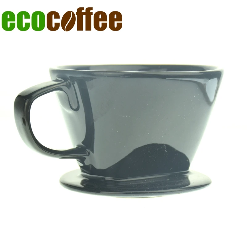 

Ecocoffee 102 Ceramic Reusable Filters Cup V60 Coffee Dripper 2 Cups Counted with 40Pcs Paper Filters Barista Maker Black