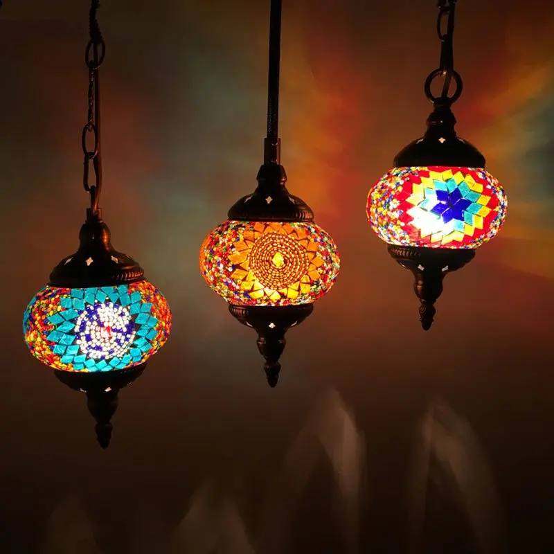 

Mediterranean Style Decoration Pendant Lights Living Room Stained Glass Lamp Turkish Vintage Decor dining room Lighting Fixtures