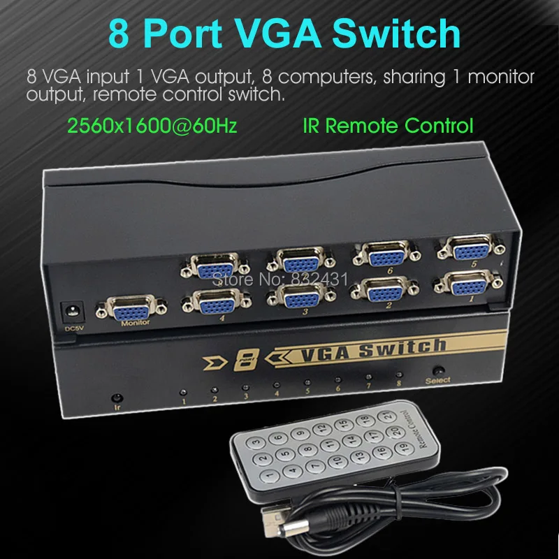 8 Port 8 Input 1 Output VGA Switch 1
