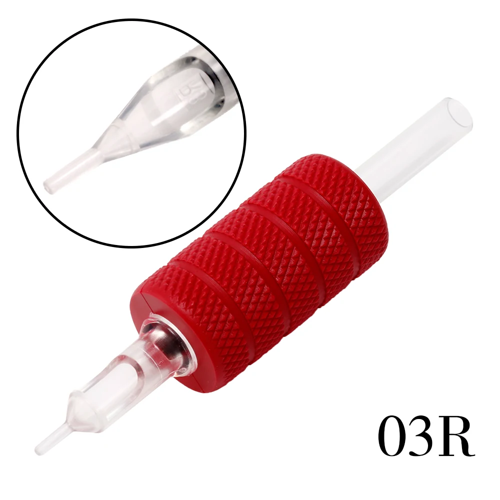 

3RT 1"(25mm) 20PCS Red Knurled Disposabl Tattoo Grip Tube With Tips Professional for Tattoo Accessoires Equipment Machine Supply