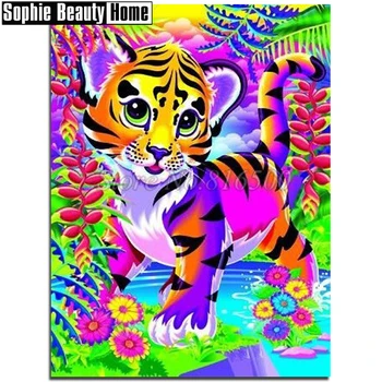 

DIY Diamond Embroidery 5D Crystals Diamond Mosaic Animal Color Tiger Diamond Painting Cross Stitch Kits Rhinestones Gift 191038