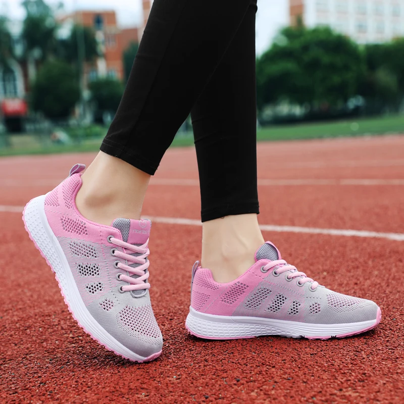 ZHENZU Women's Sport Shoes Female Brand Sneakers Woman Running Shoes Breathable Antislip Light Flats