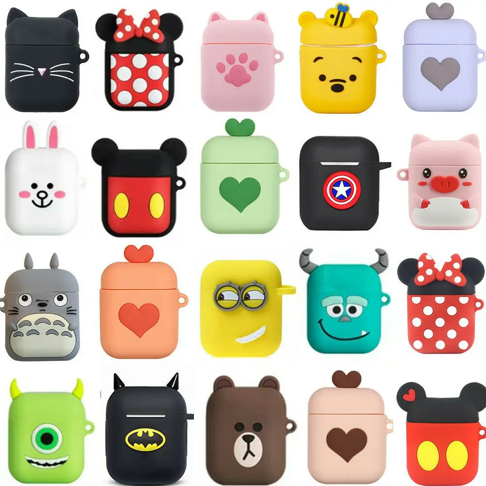 For Apple AirPods Silicone Charging Headphones Cases 3D Cartoon Wireless Bluetooth Earphone Case For Airpods Protective Cover