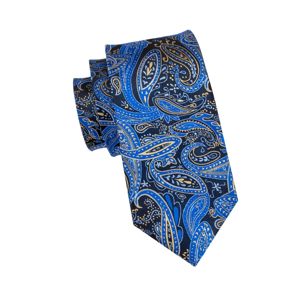 2018 модные Для мужчин большой галстук 160 см длинные модные синие Пейсли шелковые галстуки для Для мужчин наиболее популярные Hanky запонки