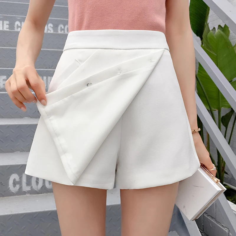 Qooth/белые юбки в Корейском стиле Женская Повседневная мини-юбка s Faldas, новинка года, осенняя Базовая женская Юбка Saia A Line XXL QH1457