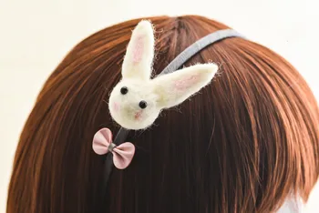 

Boutique 10pcs Fashion Cute Felt Rabbit Hairbands Solid Kawaii Bunny Animal Hard Headbands Princess Headwear Hair Accessories