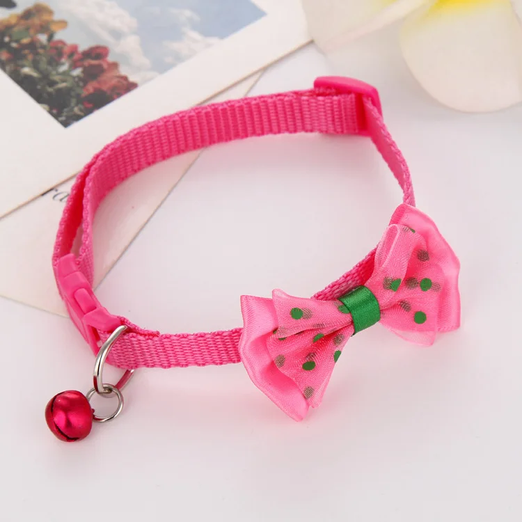 2019new Puppy Adjustable Pet Collar Cute Bowknot Necktie Dog Cat Nylon Bell Kitten Bow Tie Collar - Цвет: 02