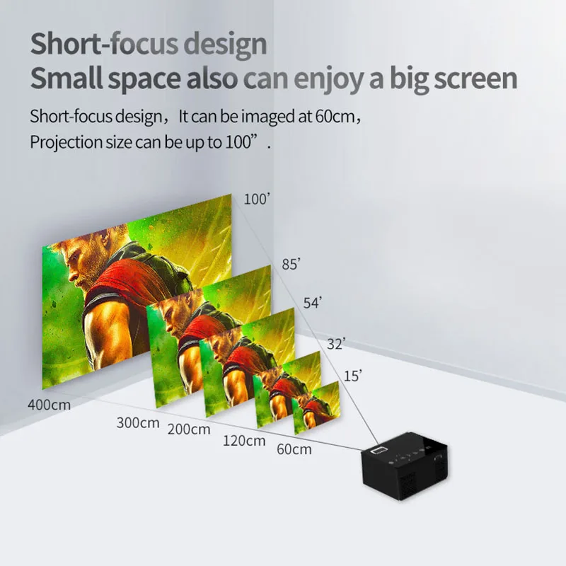 

LED Mini Projector HD Portable HDMI USB AV Support Power Bank Charging For Home IJS998
