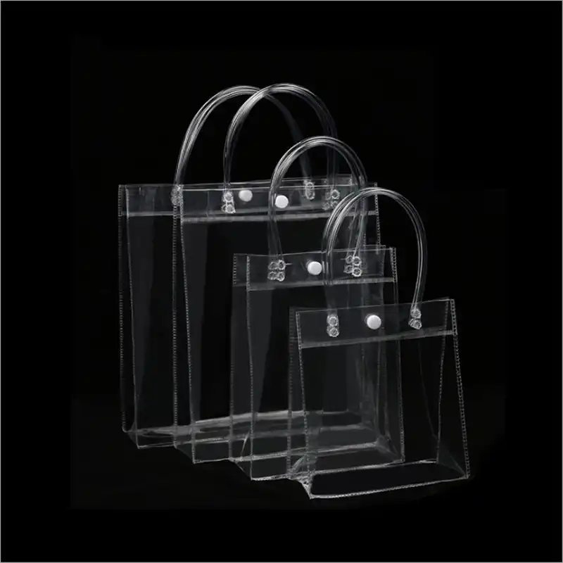 10pcs PVC plastic gift bags with handles plastic wine packaging bags