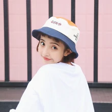 Летняя женская шляпа-ведро suisex Повседневная Женская Солнцезащитная шляпа на плоской подошве с буквенным принтом Осенняя Корейская версия шикарная хлопковая Новинка