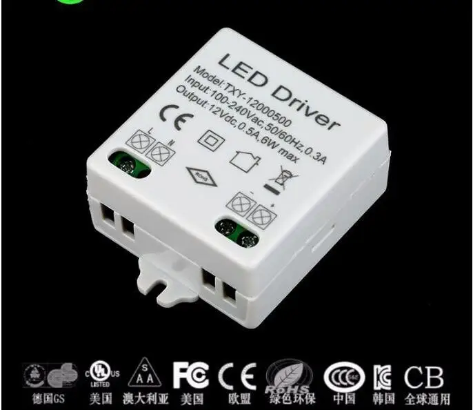 

12V 0.5A 6W led driver LED constant voltage power supply 100pcs Lighting Transformers safe Driver for LED strip 3528 5050 power