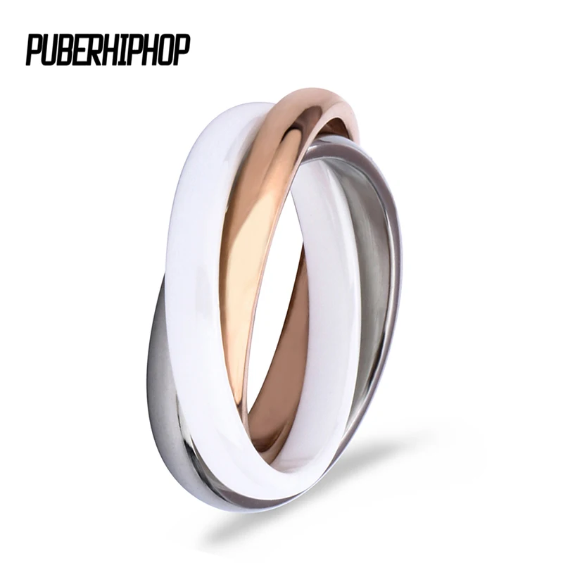 2018 Rose Gold Three Cross Ring Zirconia Fashion White Black Ceramic Rings Jewelry Vintage Ceramic Decorations for Women